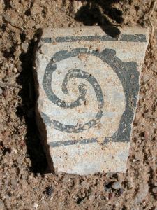 pottery sherd found near Chaco Canyon, NM